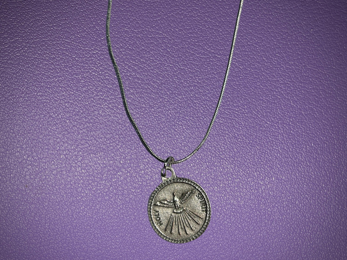 Holy Spirit Round Medal, Pray for Us, Silver Oxidized Die Cast Patron Saint Medals, Guidance and Enlightenment Medal, Catholic Gift