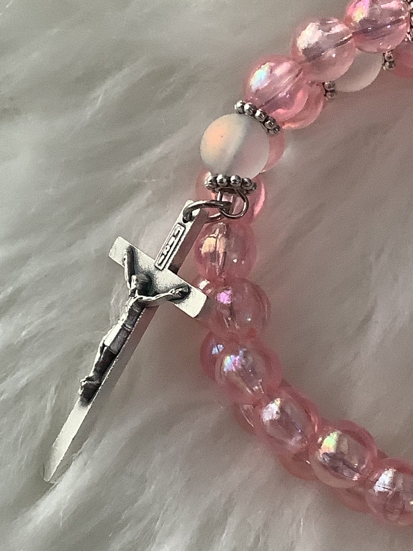 Pink Breast Cancer Inspired St Agatha Wrap Rosary Bracelet