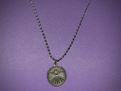 Holy Spirit Round Medal, Pray for Us, Silver Oxidized Die Cast Patron Saint Medals, Guidance and Enlightenment Medal, Catholic Gift