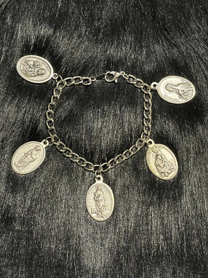 Patron Saint Protection & Devotion Bracelet Featuring St. Michael, Benedict, Our Lady of Mount Carmel, the Holy Spirit, Francis, and Gabriel