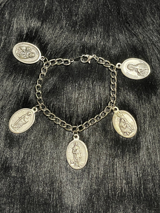 Patron Saint Protection & Devotion Bracelet Featuring St. Michael, Benedict, Our Lady of Mount Carmel, the Holy Spirit, Francis, and Gabriel