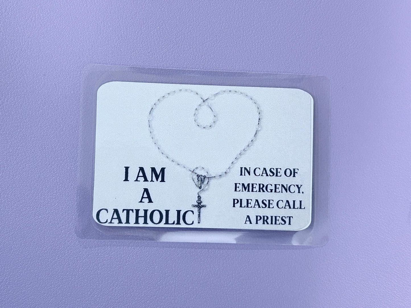 Heart Rosary I Am Catholic Faith Cards – In Case of Emergency Call a Priest