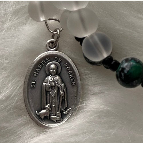 St Martin de Porres medal wrap Rosary bracelet