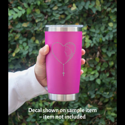 Rosary & Mary Silhouette Vinyl Decal | Our Lady Decal 4” to 12” Sizes