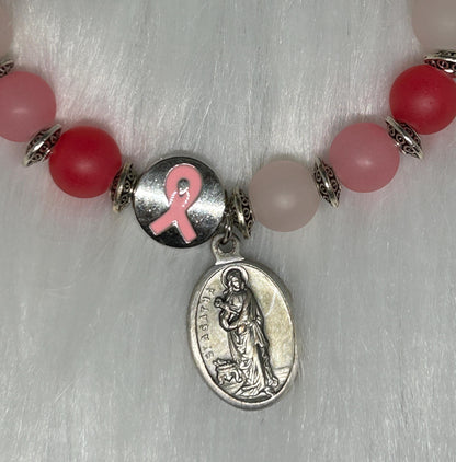 Pink Ombre Breast Cancer Awareness Decade Rosary Bracelet