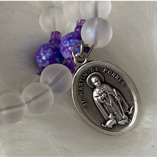 St Martin de Porres medal wrap Rosary bracelet