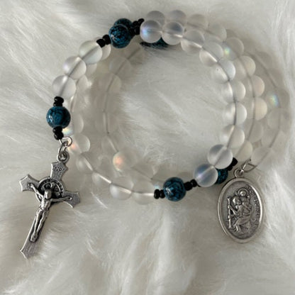 St Christopher medal wrap Rosary bracelet