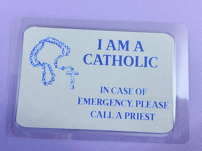 Blue Rosary I Am Catholic Faith Cards – In Case of Emergency Call a Priest