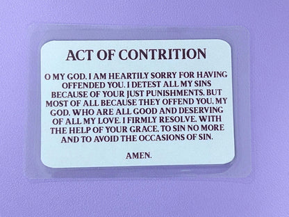 Red Rosary on Cream background I Am Catholic Faith Cards – In Case of Emergency Call a Priest