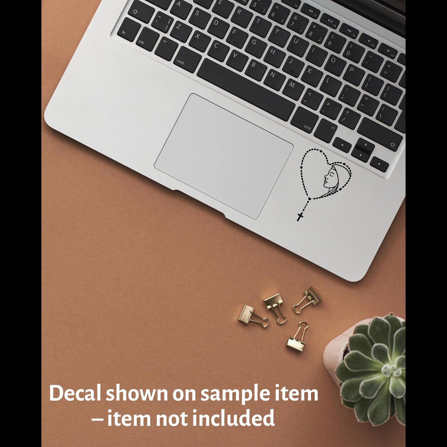 Rosary & Mary Silhouette Vinyl Decal | Our Lady Decal 4” to 12” Sizes