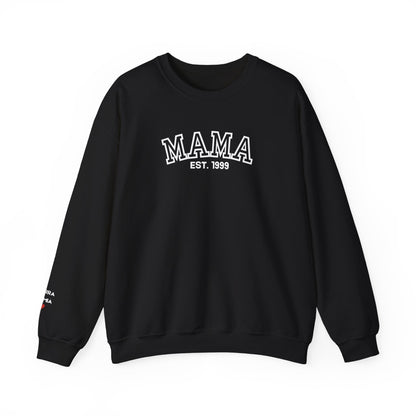 Mama Established Sweatshirt Personalized with Names on Sleeve