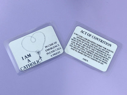 Heart Rosary I Am Catholic Faith Cards – In Case of Emergency Call a Priest