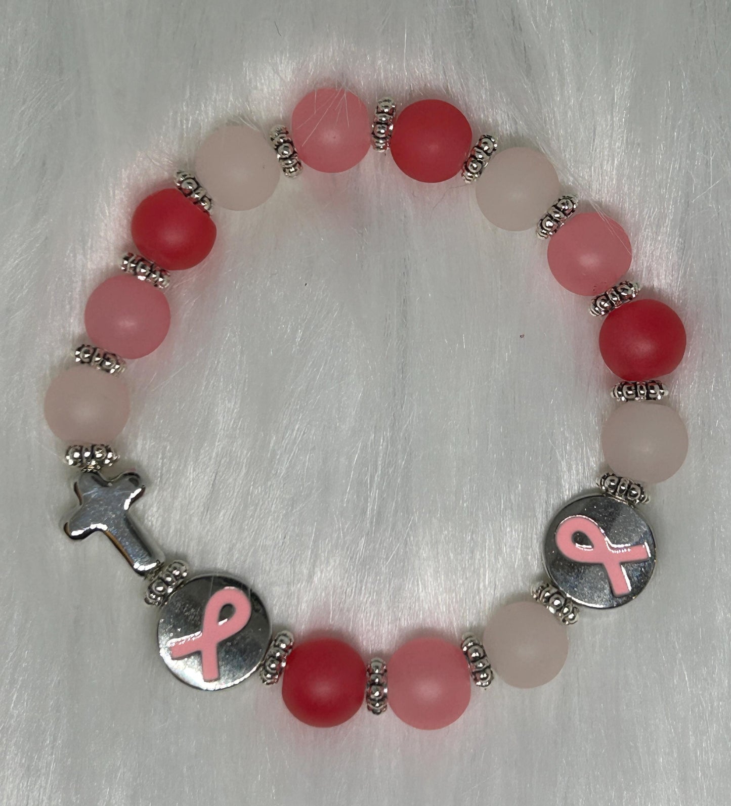 Pink Ombre Breast Cancer Awareness Decade Rosary Bracelet
