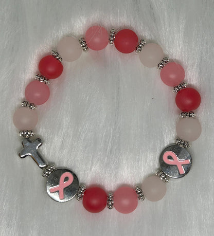 Pink Ombre Breast Cancer Awareness Decade Rosary Bracelet