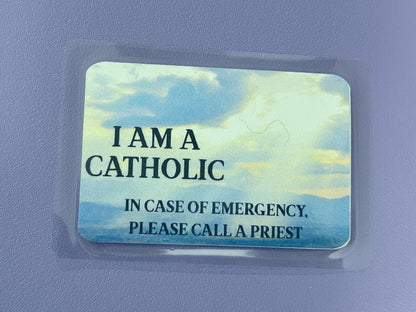 Mountain Landscape and Heavenly Cross I Am Catholic Faith Cards – In Case of Emergency Call a Priest