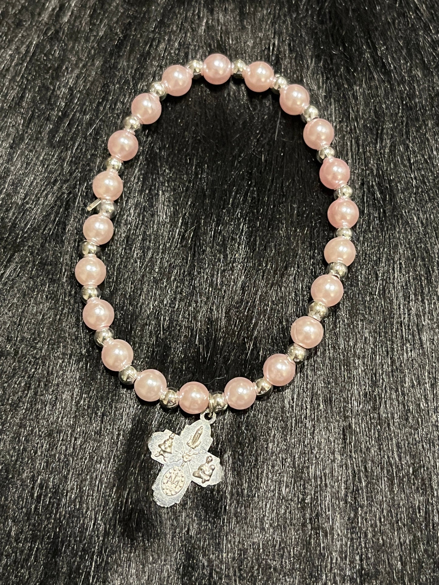 Imitation Pearl Four Way Cross Bracelet