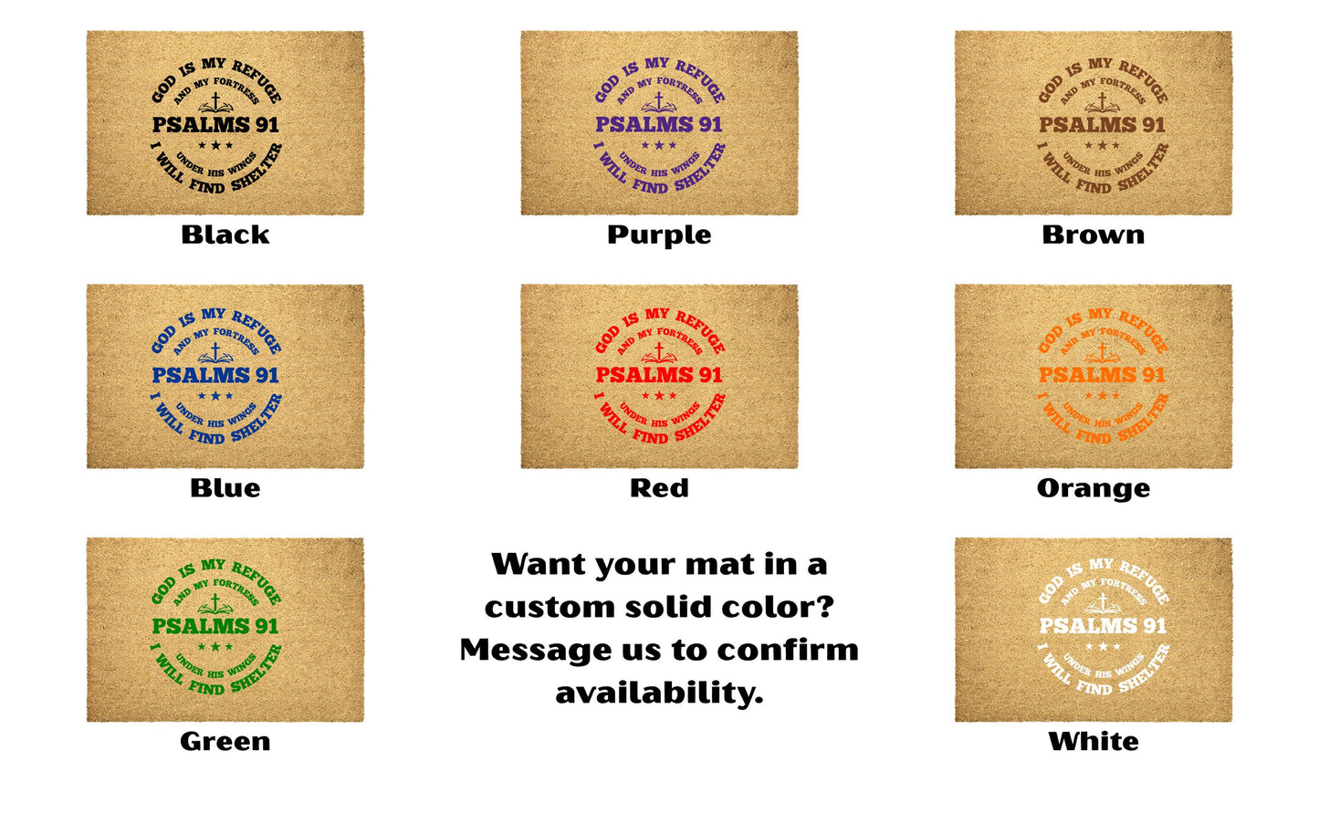 God is my Refuge Psalms 91 Door mat