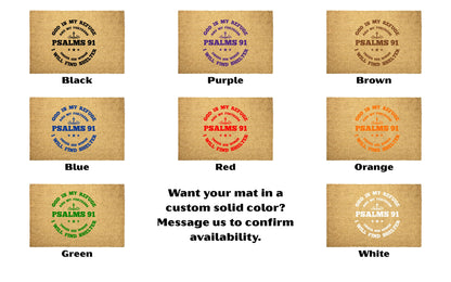 God is my Refuge Psalms 91 Door mat