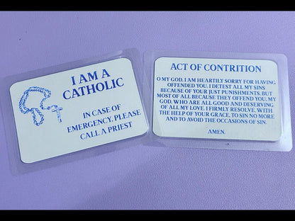 Blue Rosary I Am Catholic Faith Cards – In Case of Emergency Call a Priest