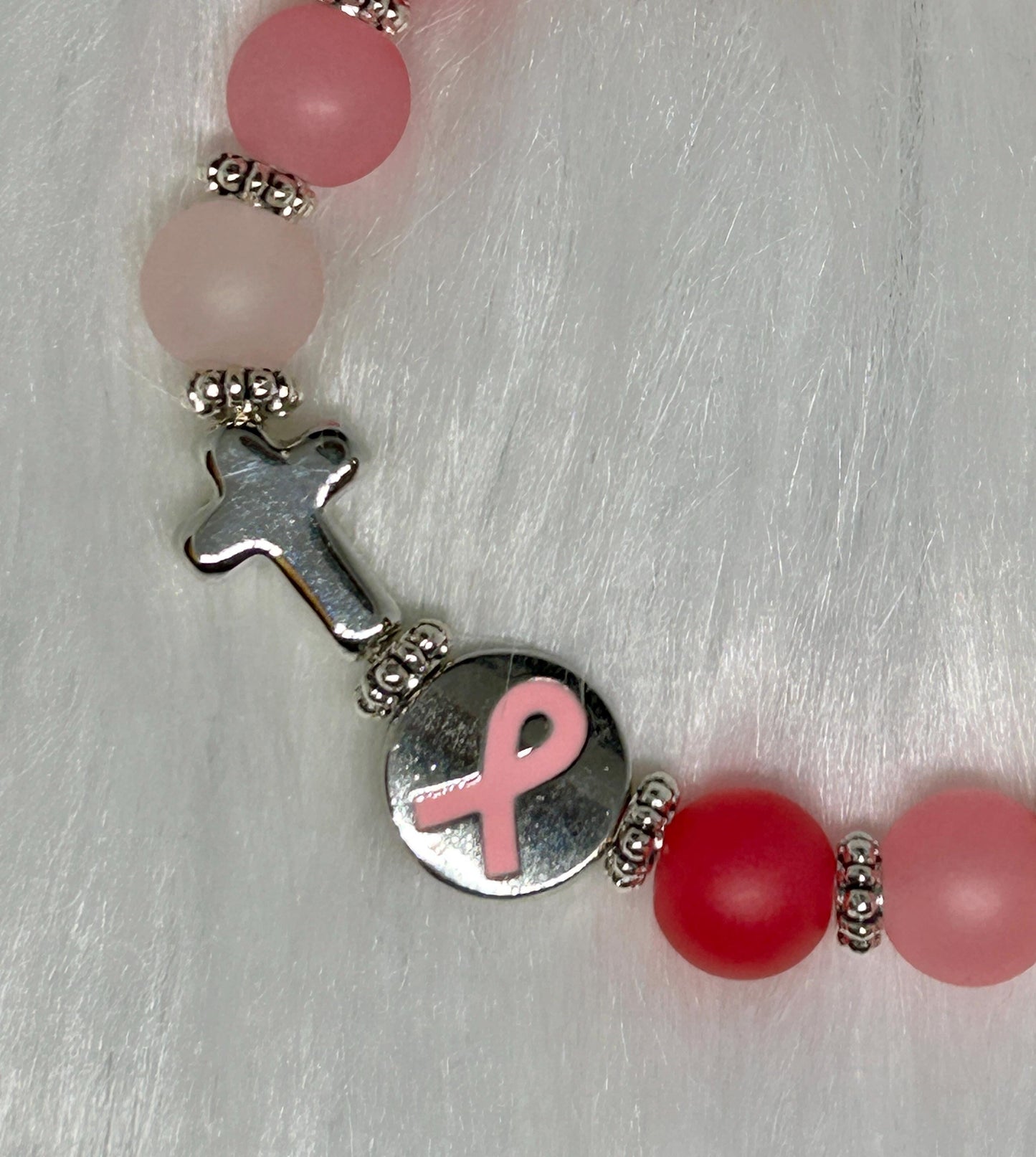 Pink Ombre Breast Cancer Awareness Decade Rosary Bracelet