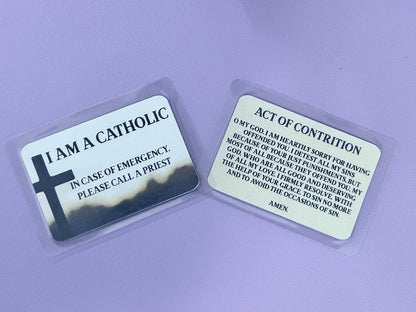Cross Silhouette I Am Catholic Faith Cards – In Case of Emergency Call a Priest