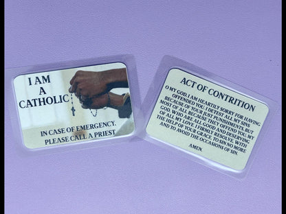Rosary in HandsI Am Catholic Faith Cards – In Case of Emergency Call a Priest