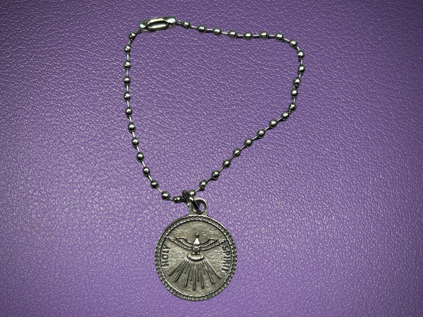 Holy Spirit Round Medal, Pray for Us, Silver Oxidized Die Cast Patron Saint Medals, Guidance and Enlightenment Medal, Catholic Gift