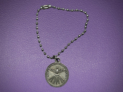 Holy Spirit Round Medal, Pray for Us, Silver Oxidized Die Cast Patron Saint Medals, Guidance and Enlightenment Medal, Catholic Gift