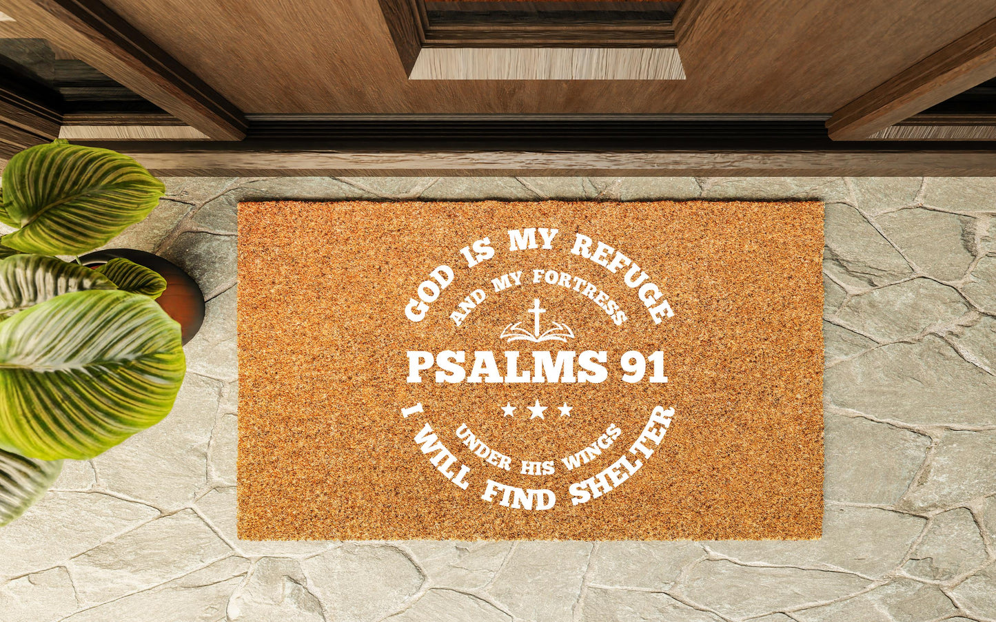 God is my Refuge Psalms 91 Door mat