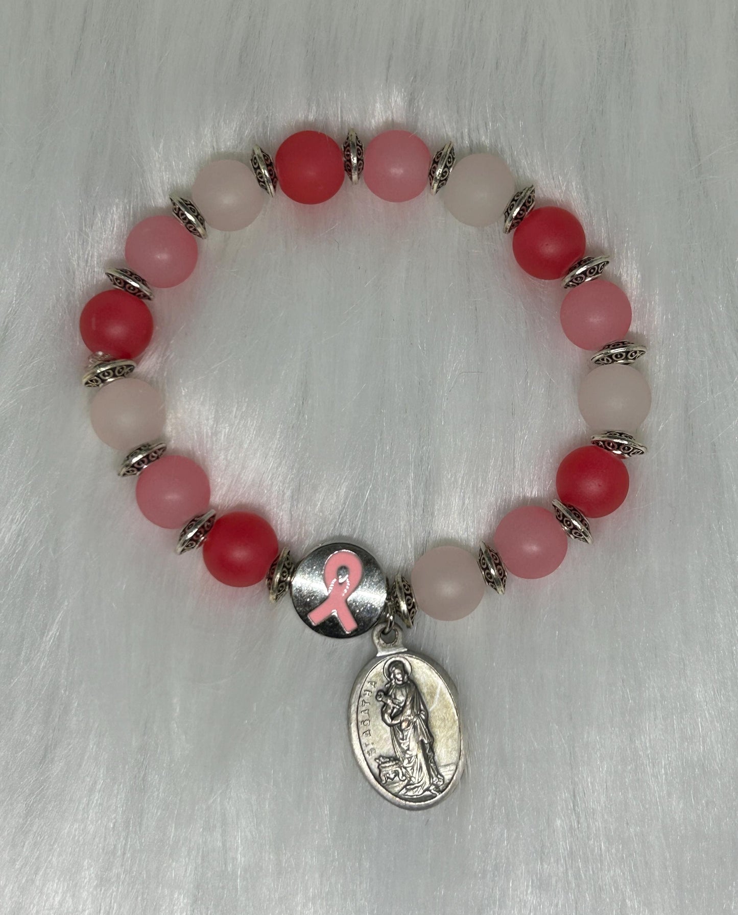 Pink Ombre Breast Cancer Awareness Decade Rosary Bracelet