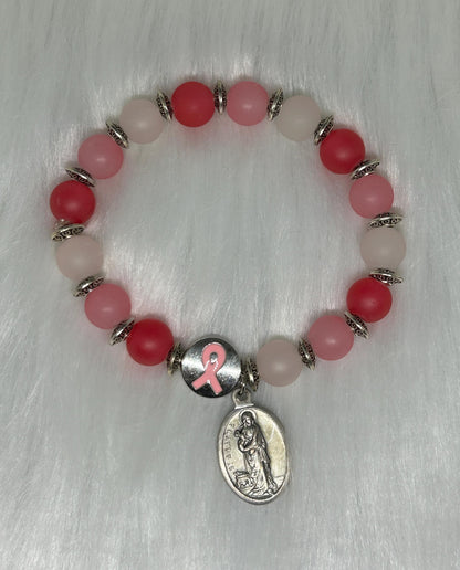Pink Ombre Breast Cancer Awareness Decade Rosary Bracelet