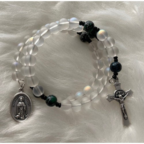 St Martin de Porres medal wrap Rosary bracelet