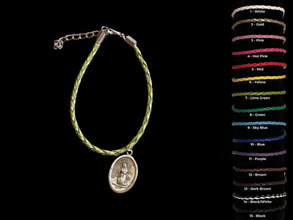 Saint Bernadette Faux Leather Braid Bracelet, Patron Saint Illness and Poverty