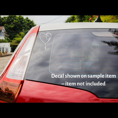 Rosary & Mary Silhouette Vinyl Decal | Our Lady Decal 4” to 12” Sizes